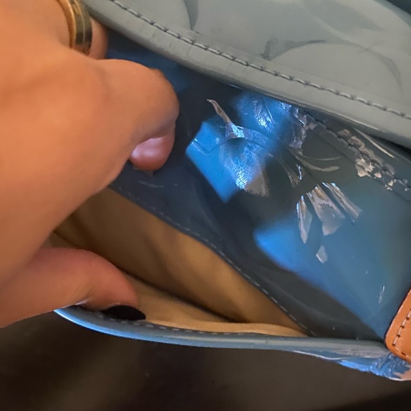Blue Coach Embossed Signature Patent Leather Bag - Picture 7 of 16